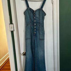 7 For All Mankind Blue Denim Jumpsuit